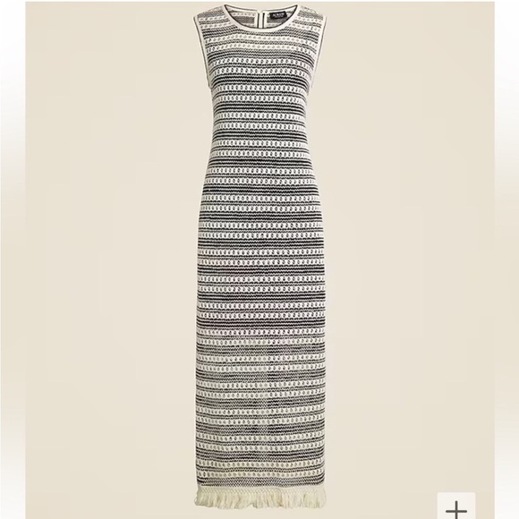 J. Crew Dresses & Skirts - J. Crew Black and Cream Striped Crochet Midi Dress - XXS